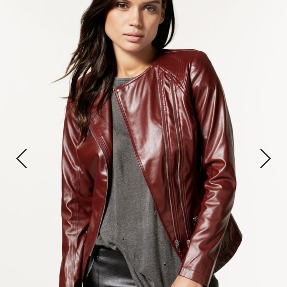 JustFab Deep Red Leather Jacket